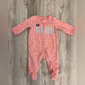 Little Sister Pink Floral Baby Footed sleeper by Carter’s